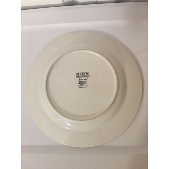 DEBBIE MUMM SNOWFLAKE 2 DINNER PLATES SAKURA WINTER SNOW HOLIDAY‎ BLUE - Picture 3 of 4